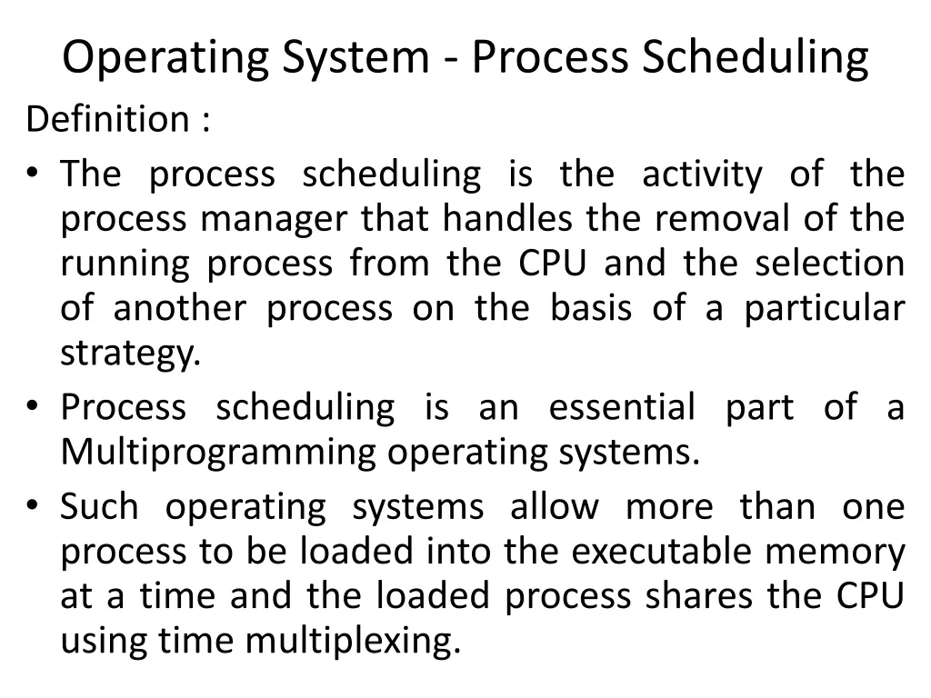 operating system process scheduling definition