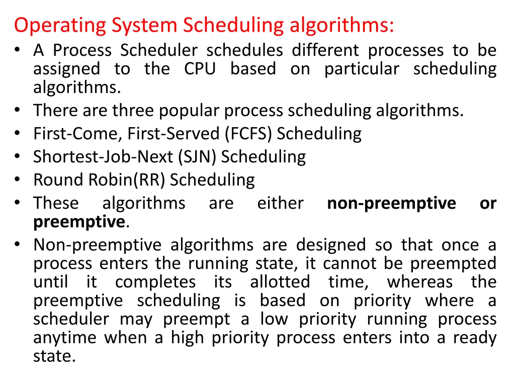 operating system scheduling algorithms a process