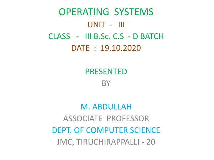 operating systems unit iii class