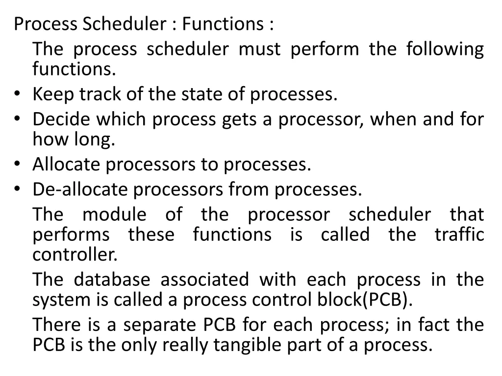process scheduler functions the process scheduler