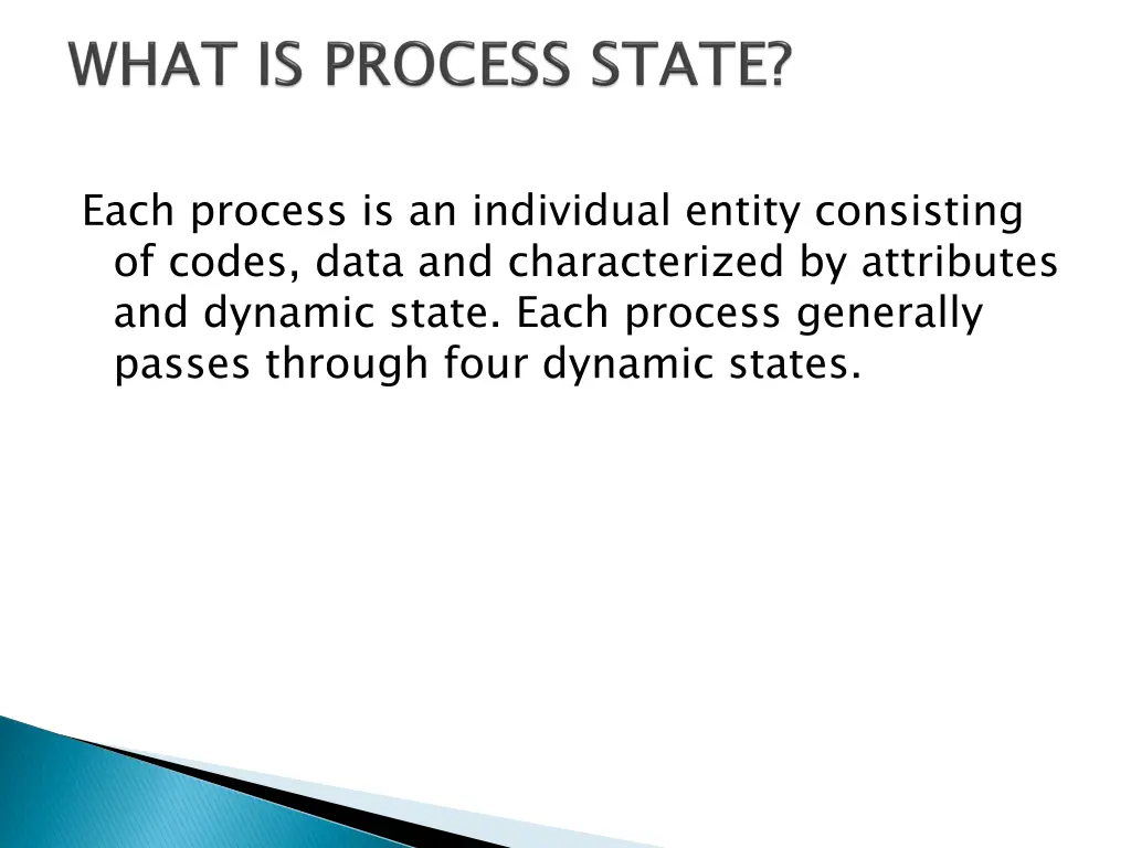 each process is an individual entity consisting
