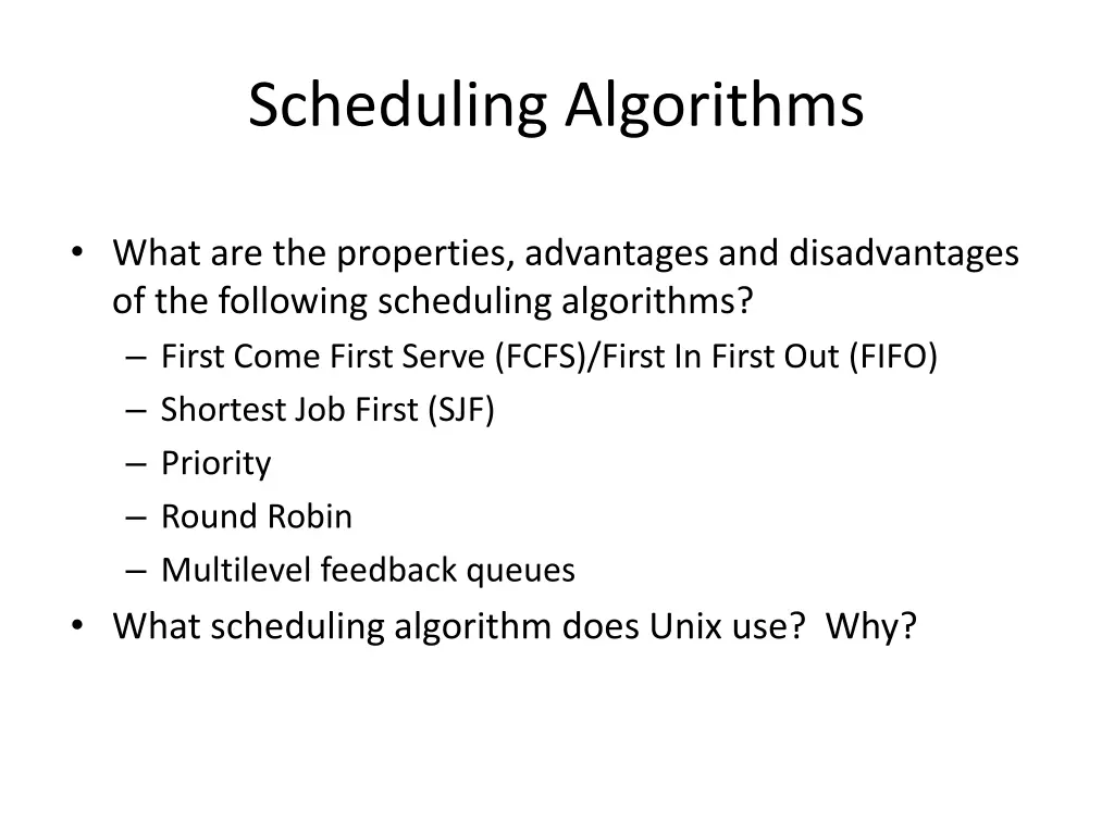 scheduling algorithms