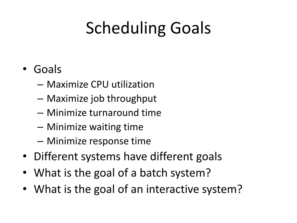 scheduling goals