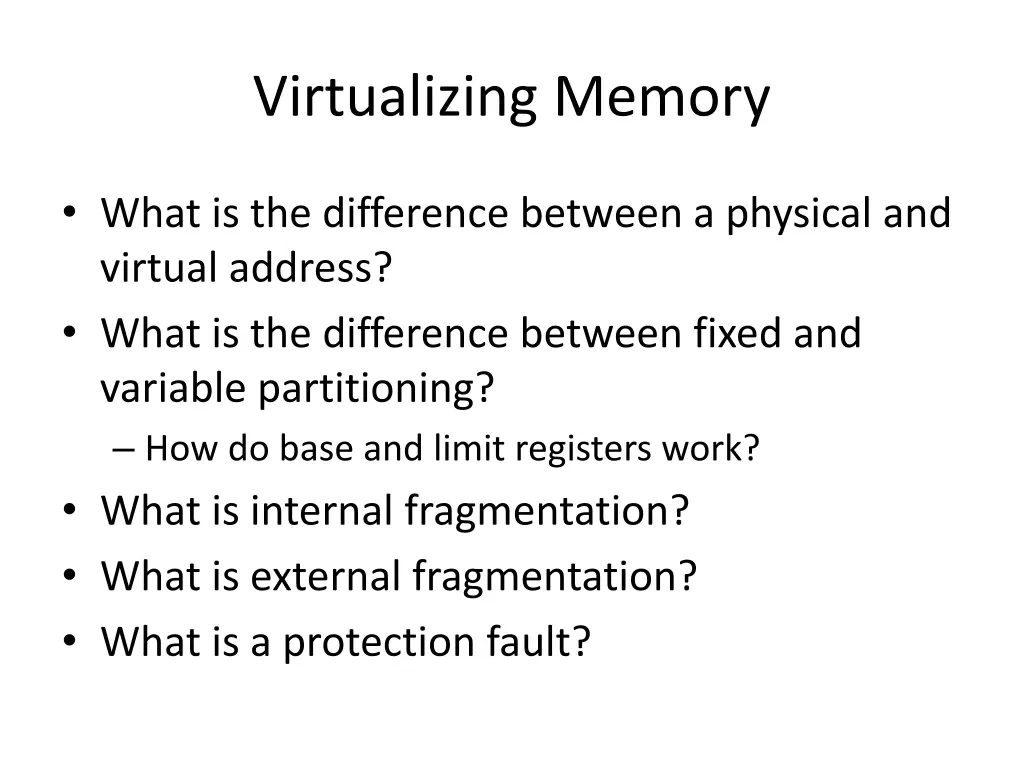virtualizing memory