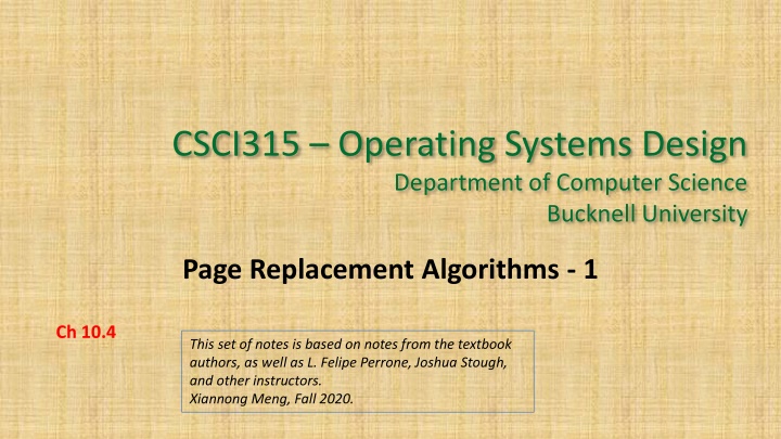 csci315 operating systems design department