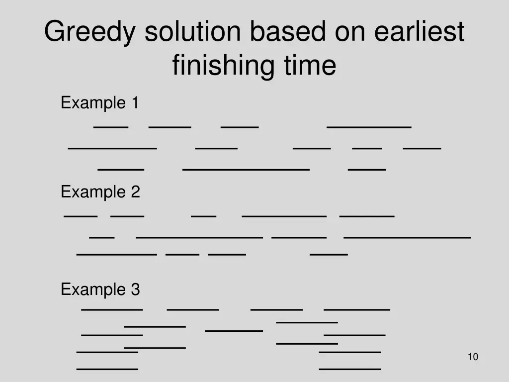 greedy solution based on earliest finishing time