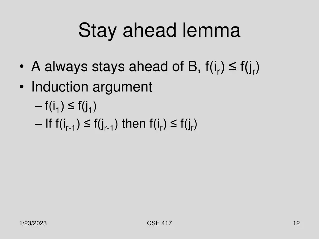 stay ahead lemma