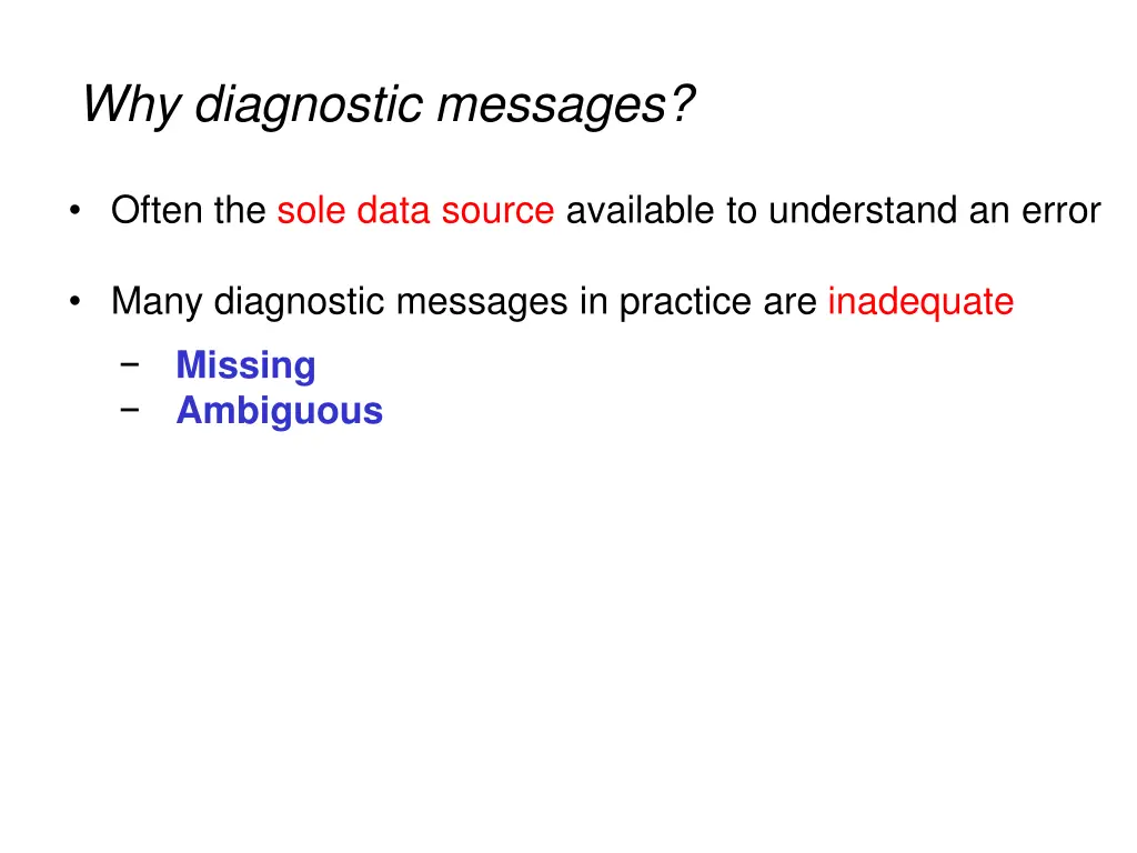 why diagnostic messages