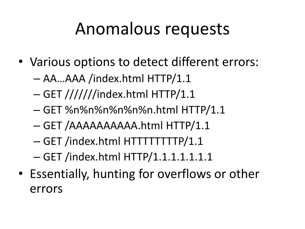 anomalous requests