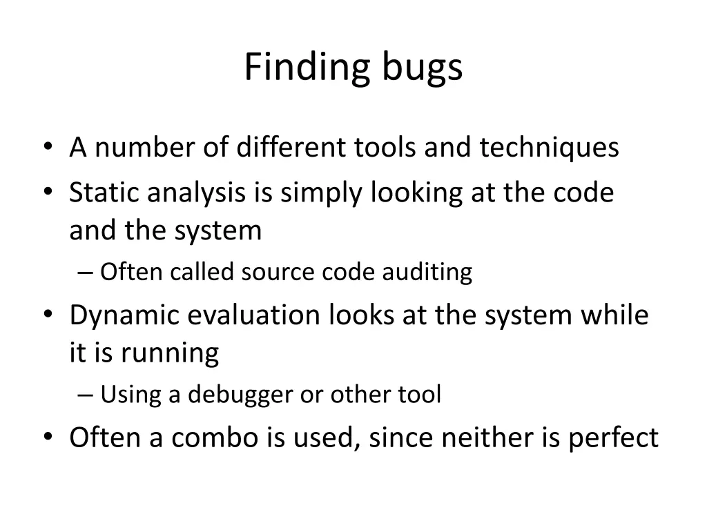 finding bugs