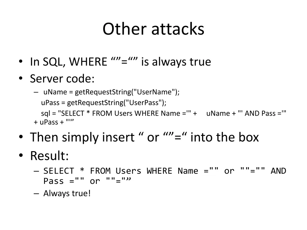 other attacks