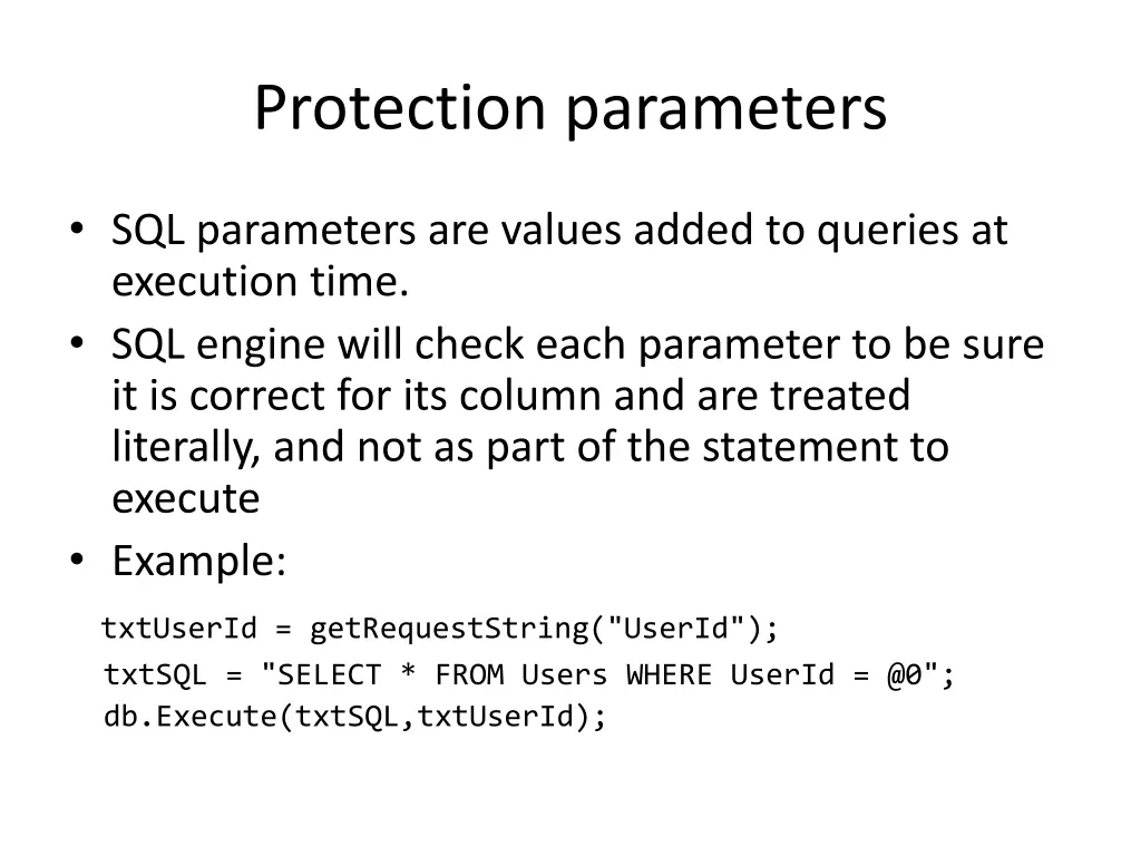 protection parameters