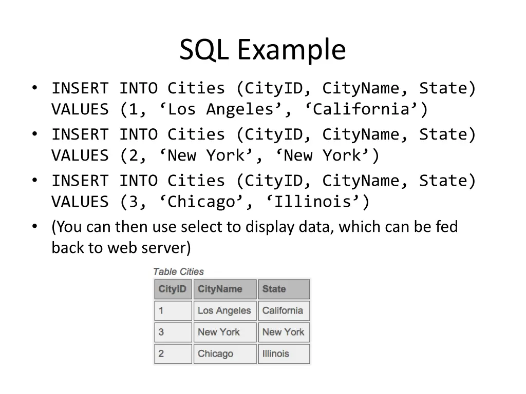 sql example