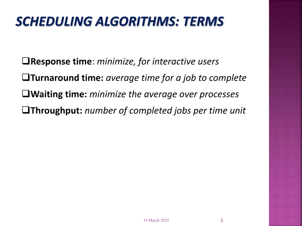 scheduling algorithms terms