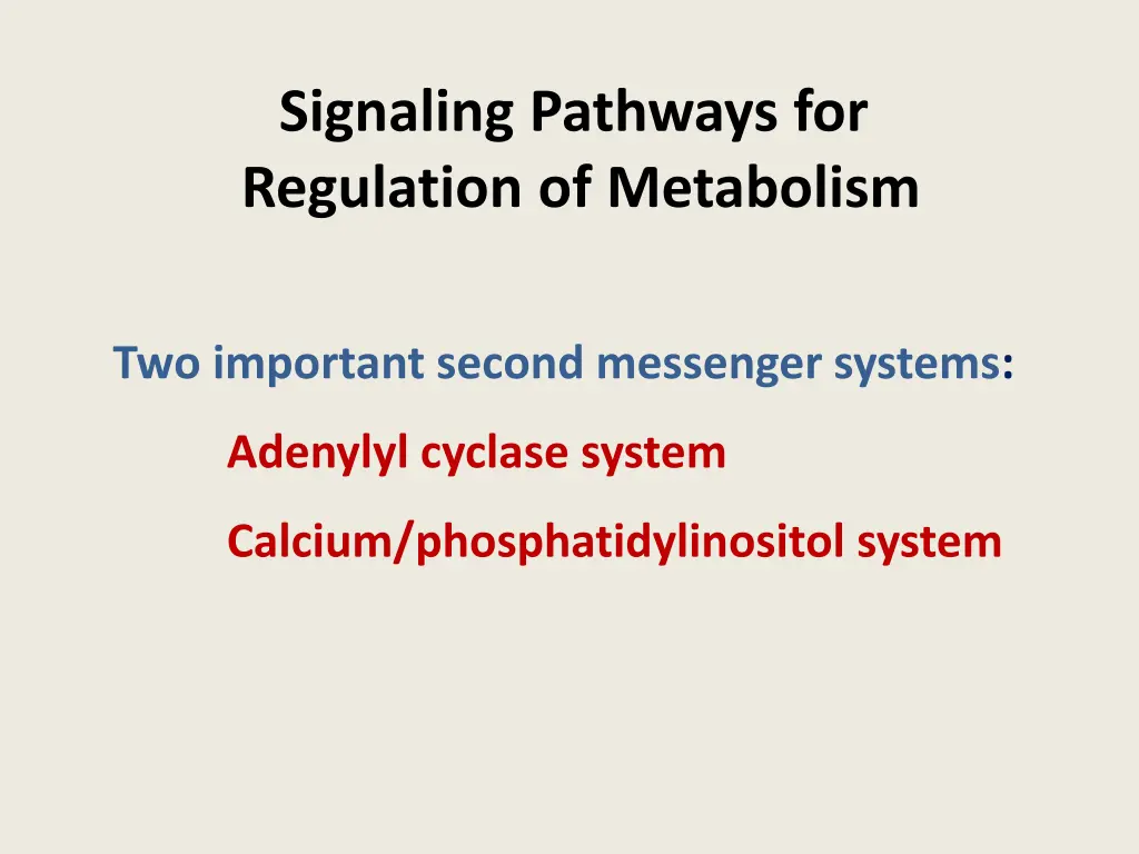 signaling pathways for regulation of metabolism