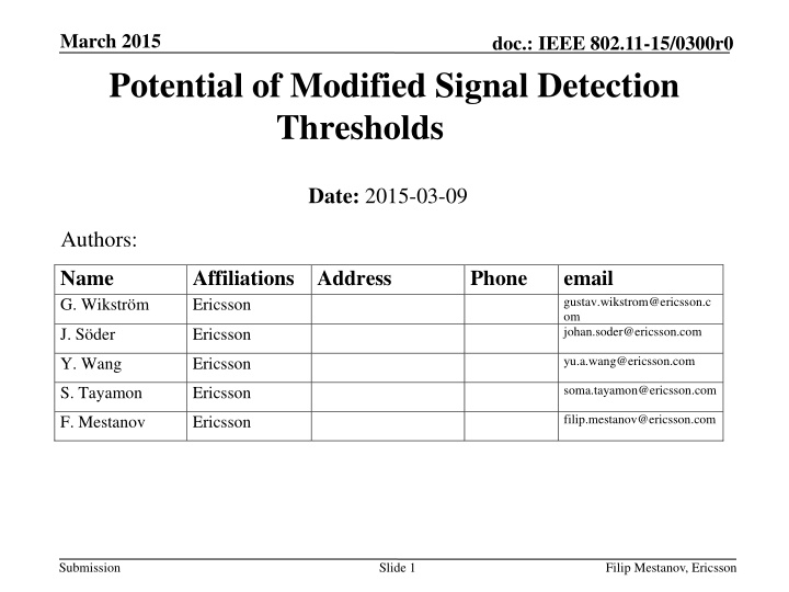 march 2015 potential of modified signal detection
