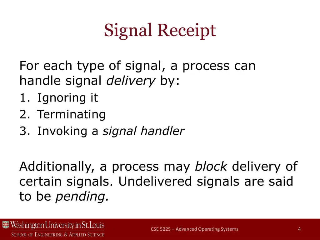 signal receipt