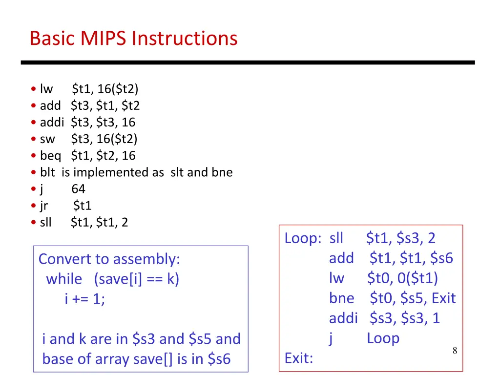 basic mips instructions