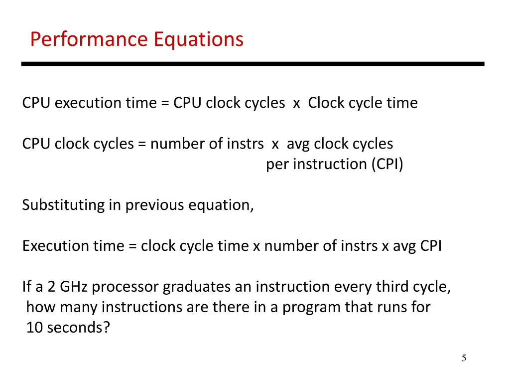 performance equations