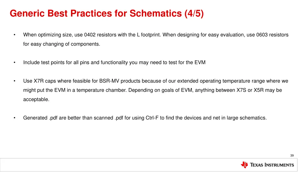 generic best practices for schematics 4 5