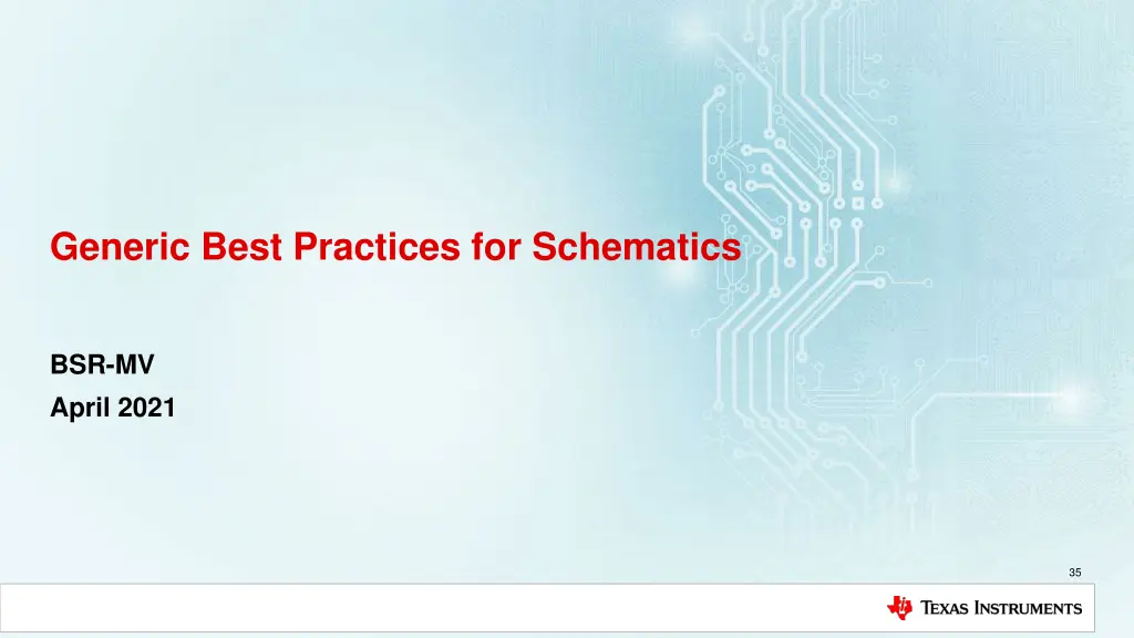 generic best practices for schematics