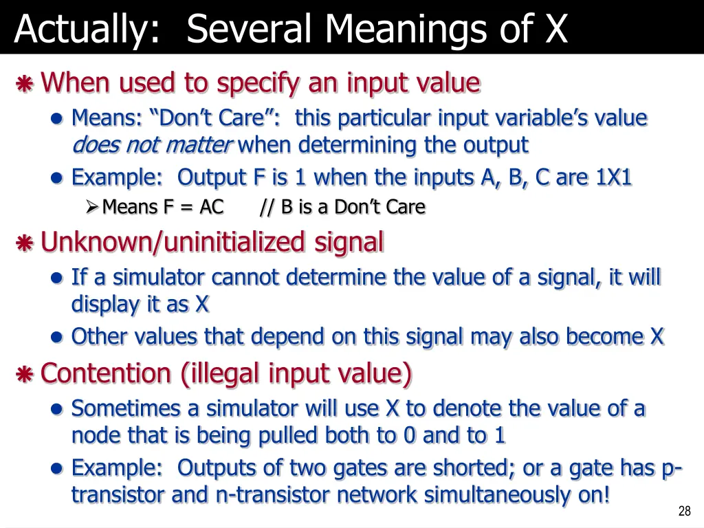 actually several meanings of x