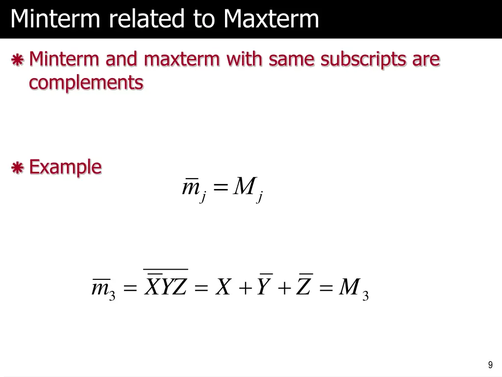 minterm related to maxterm