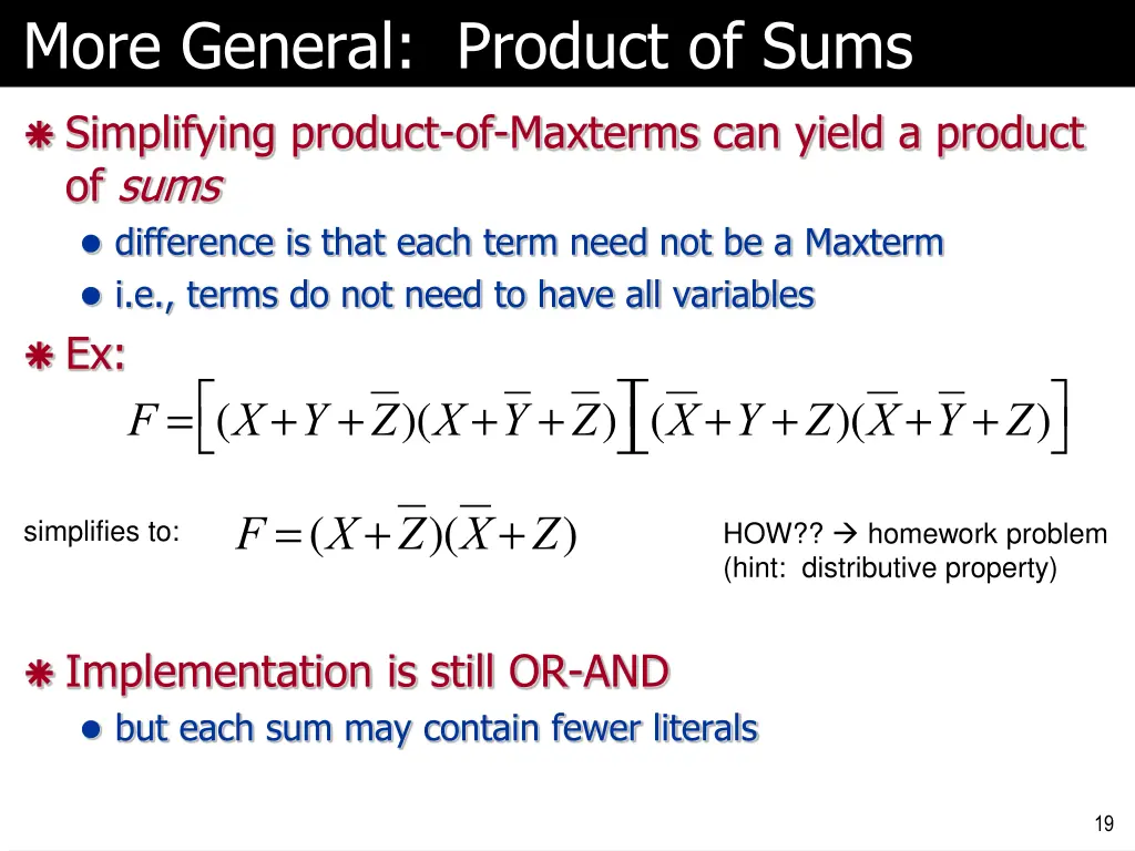 more general product of sums