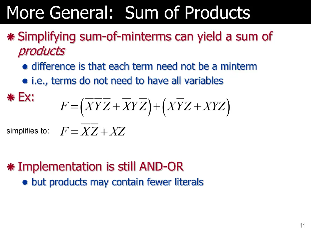 more general sum of products