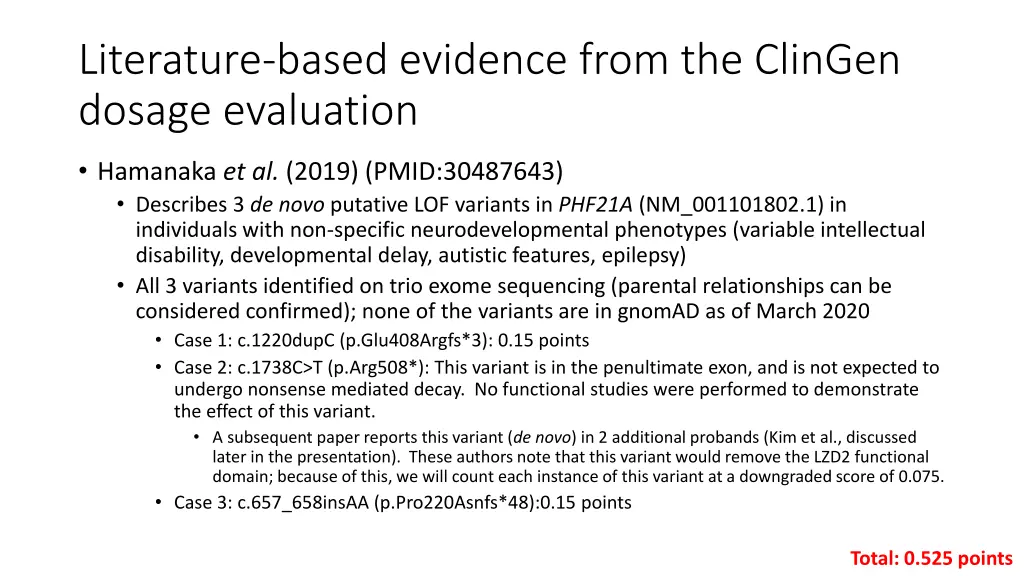 literature based evidence from the clingen dosage