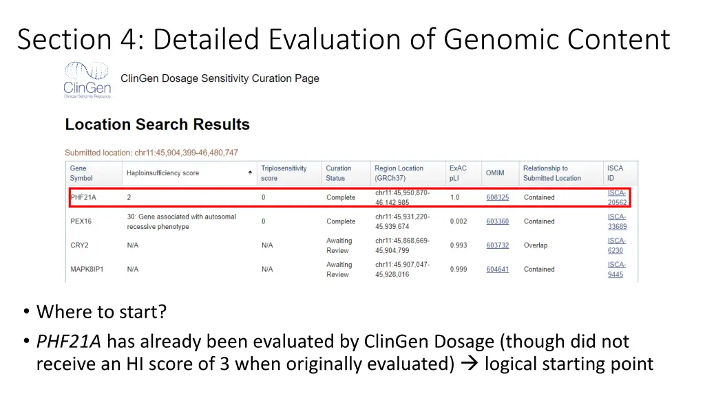 section 4 detailed evaluation of genomic content