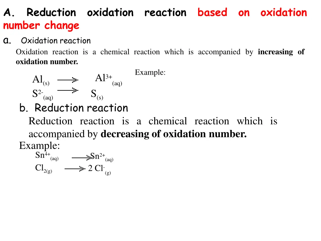 a number change a oxidation reaction oxidation
