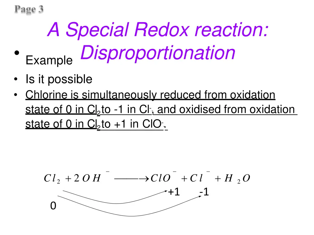 a special redox reaction example