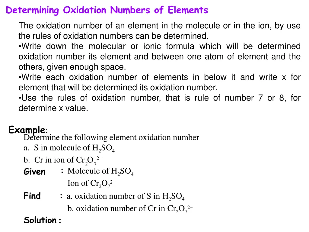 determining oxidation numbers of elements