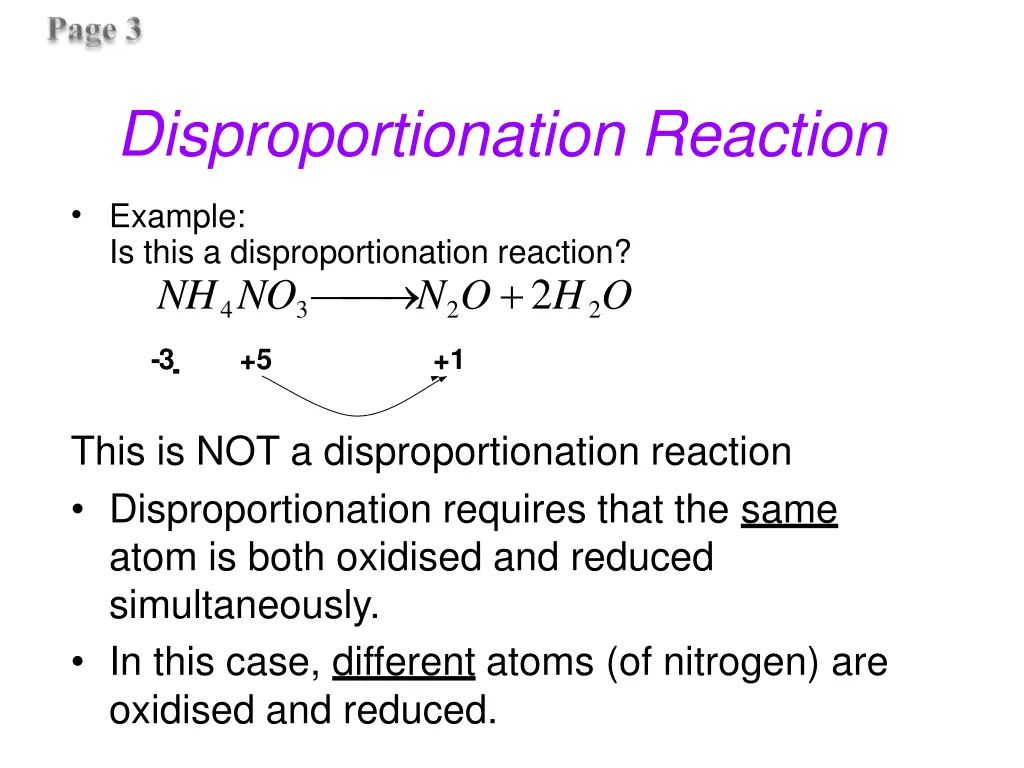 disproportionation reaction