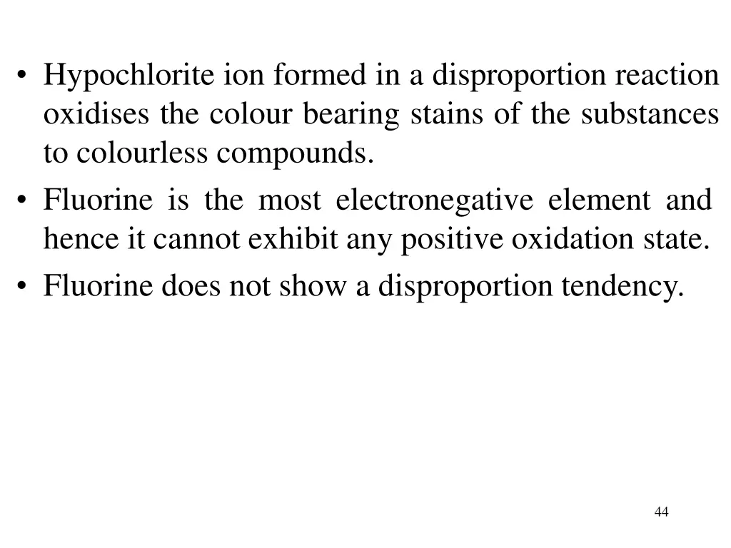 hypochlorite ion formed in a disproportion