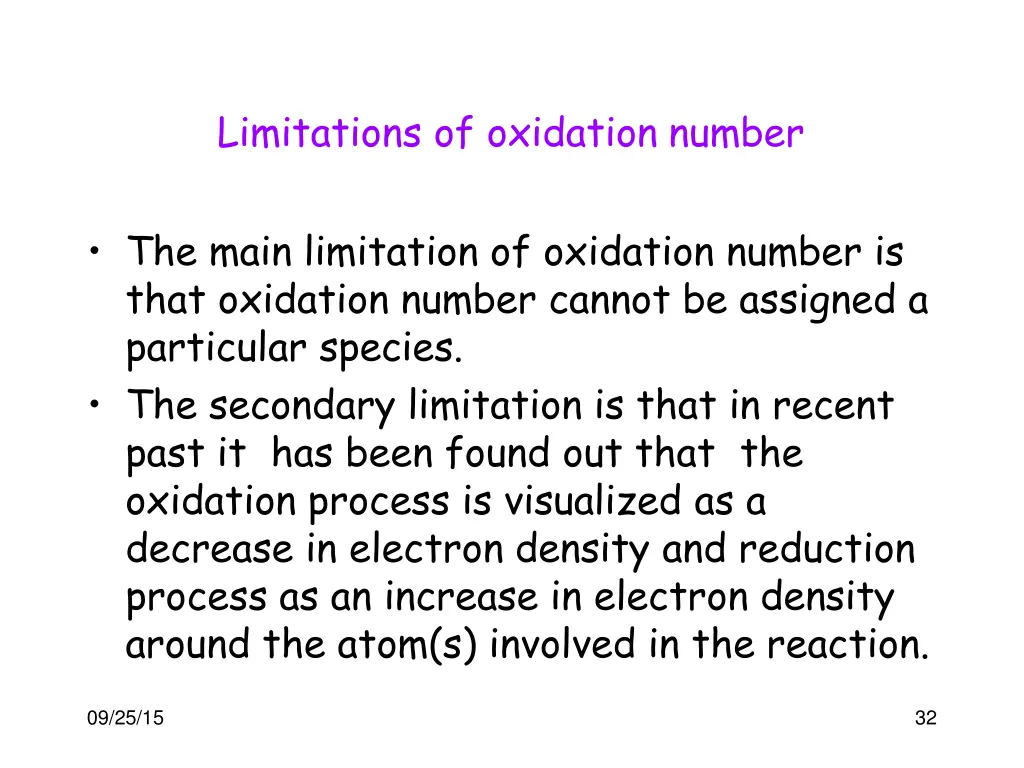 limitations of oxidation number