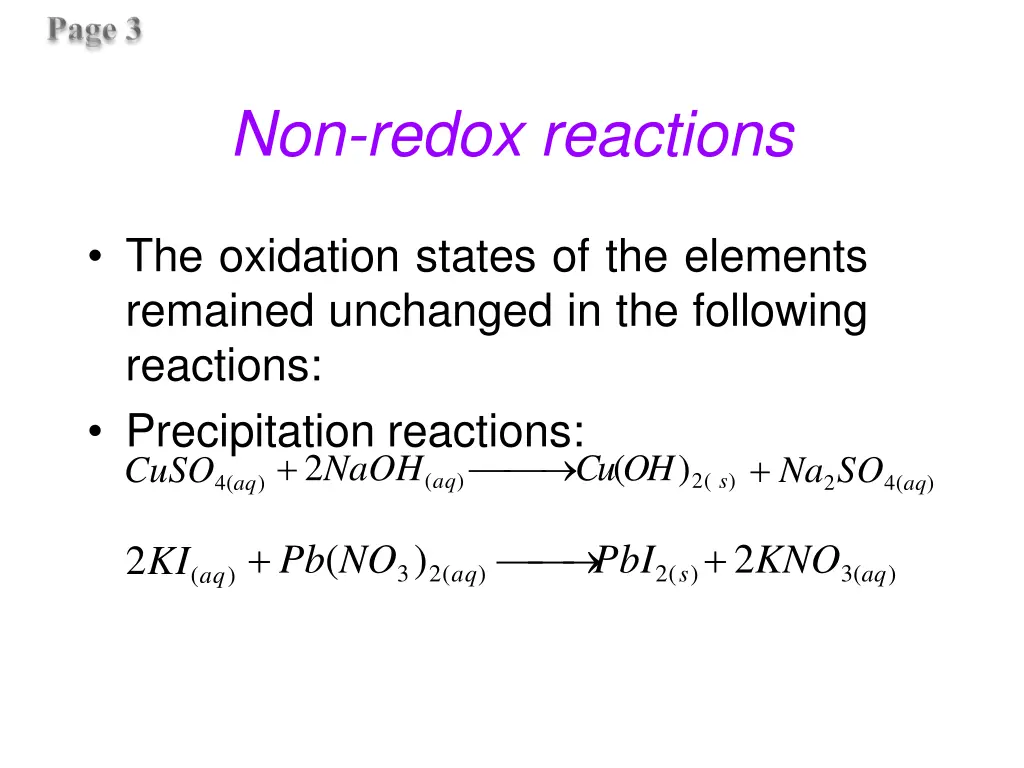 non redox reactions 1
