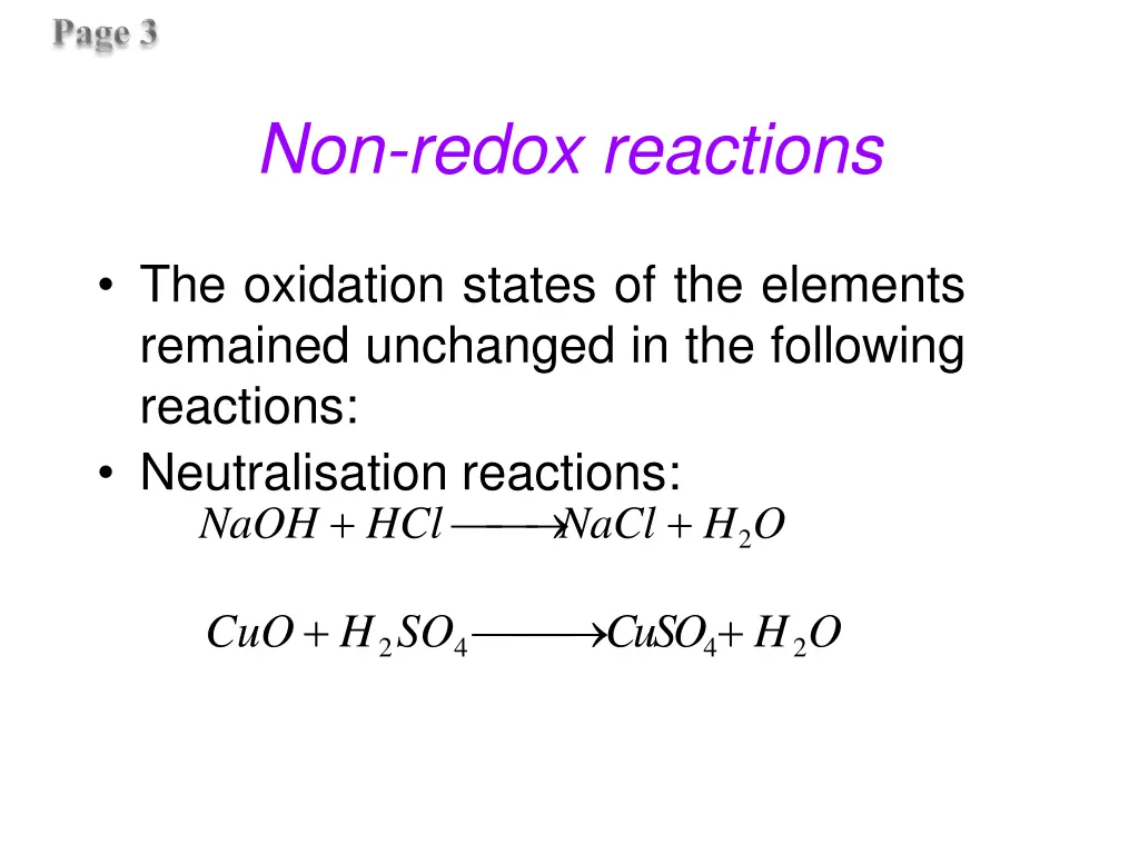 non redox reactions