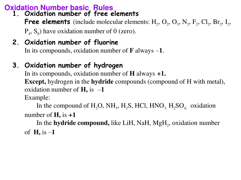 oxidation number basic rules 1 oxidation number