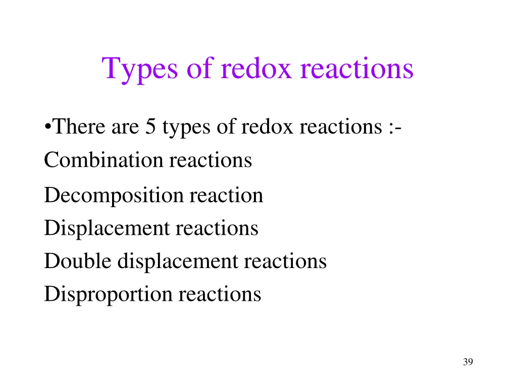 types of redox reactions