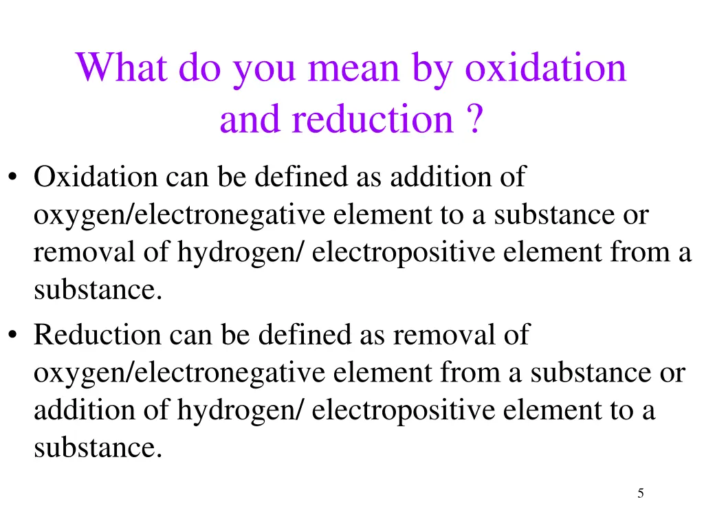 what do you mean by oxidation and reduction