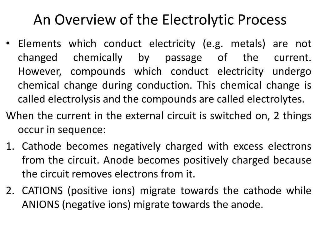 an overview of the electrolytic process