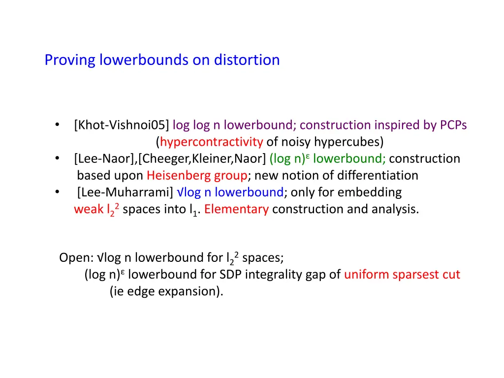proving lowerbounds on distortion