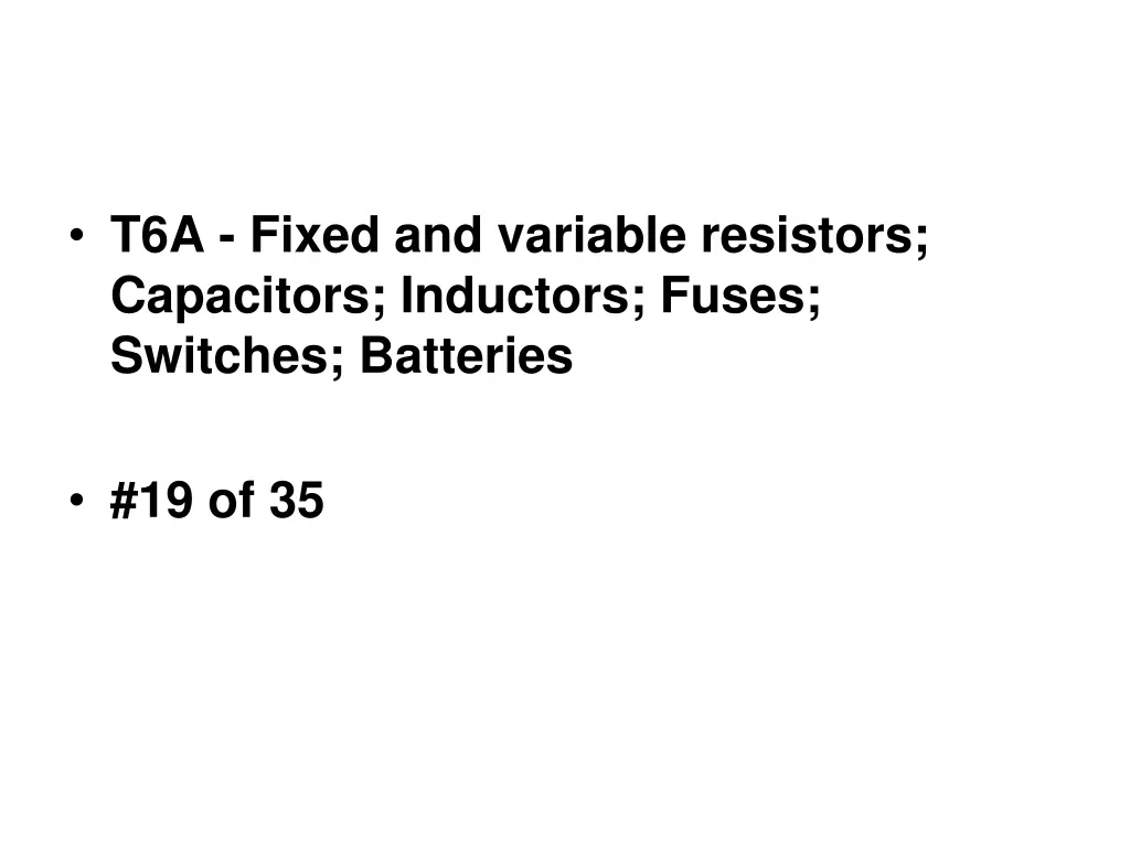t6a fixed and variable resistors capacitors