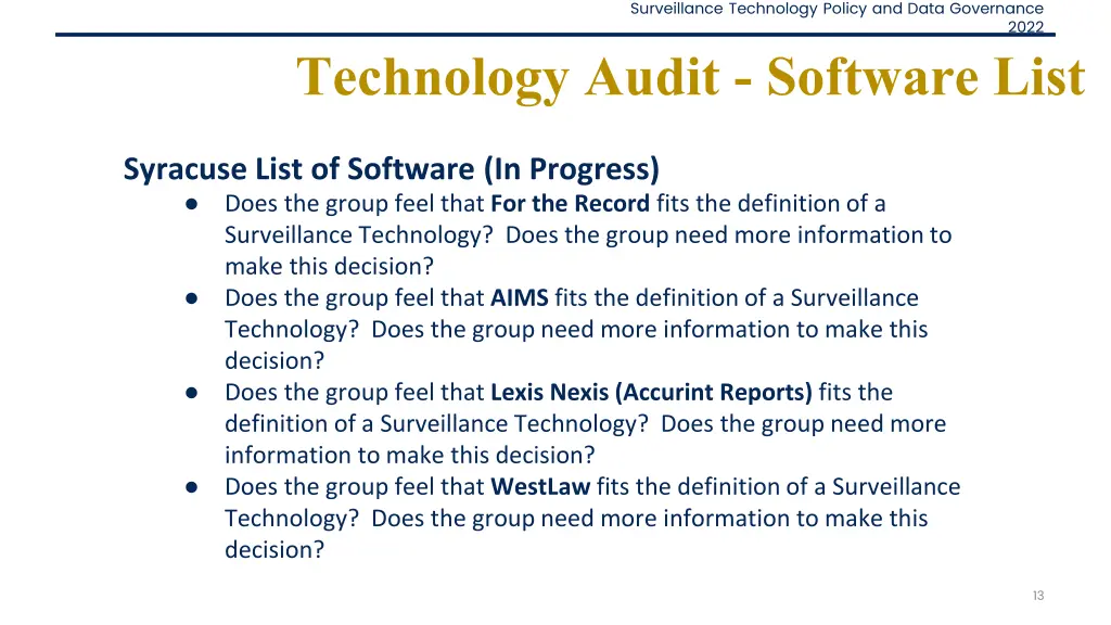 surveillance technology policy and data governance 12