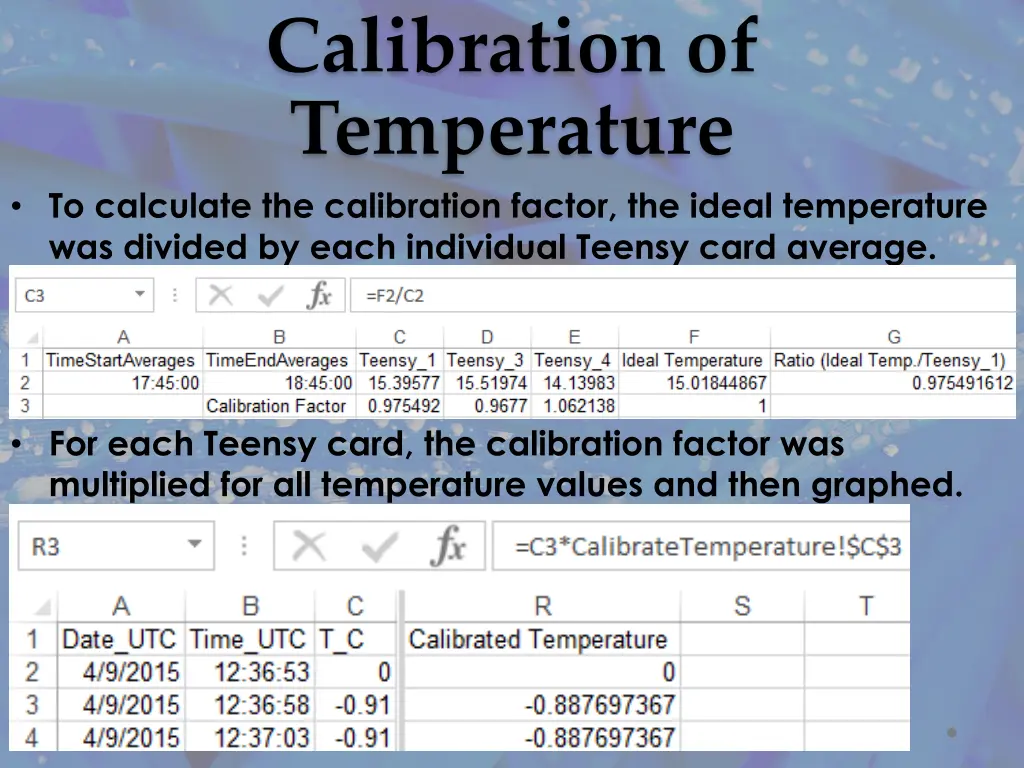 calibration of temperature to calculate