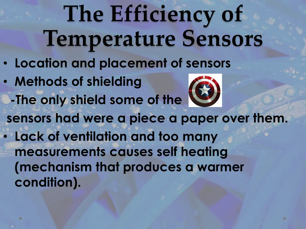 the efficiency of temperature sensors location