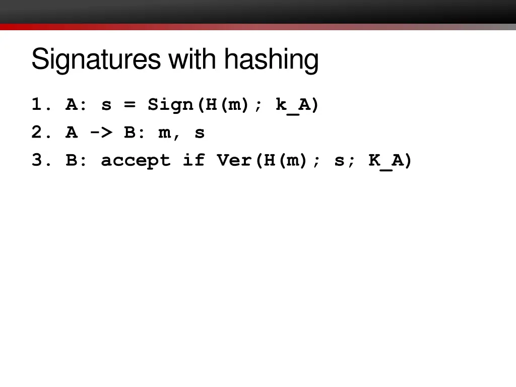 signatures with hashing