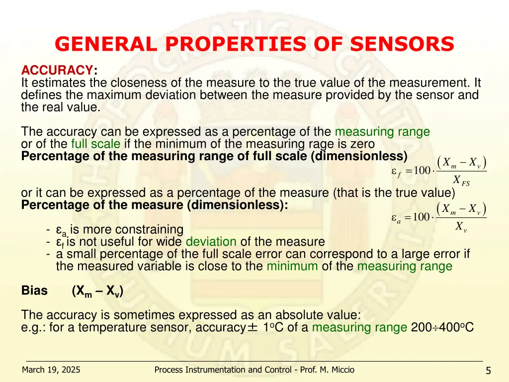 general properties of sensors